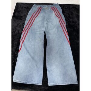 Vintage Y2K Baggy Jeans w Red Stripes Piping 32x34 Wide Leg Skateboard Grunge